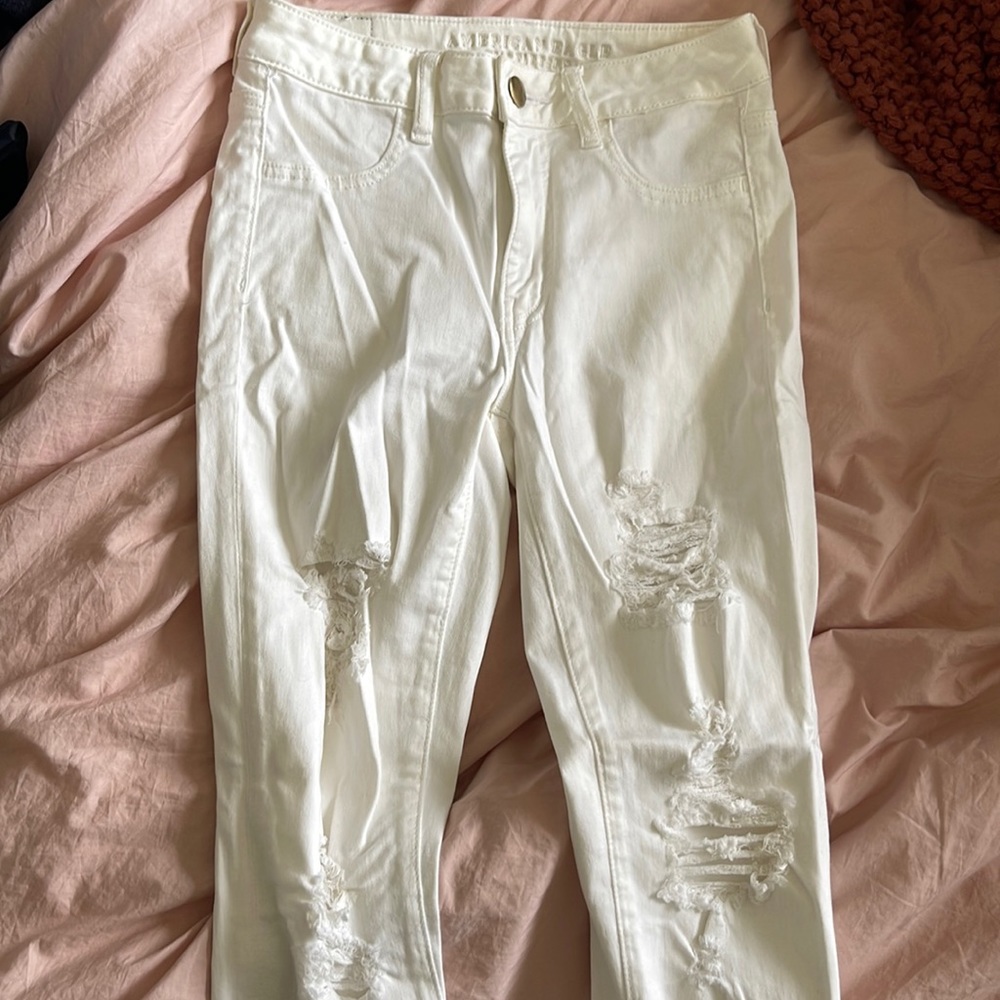 American Eagle Stretch White Jeans